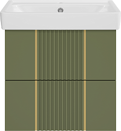 Brevita Мебель для ванной Vega 60 подвесная зеленая/золото – фотография-4