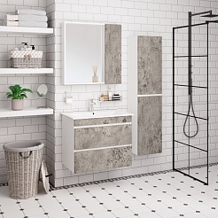 Runo Зеркало-шкаф для ванной Манхэттен 75 серый бетон – фотография-2