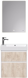 Dreja Мебель для ванной Slim 65 подвесная белая/дуб кантри – фотография-1
