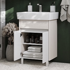 Акватон Мебель для ванной Верди Pro 60 Н белая/ясень фабрик – фотография-9