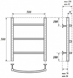 Point Полотенцесушитель водяной П3 500x500 PN04155 хром – фотография-3