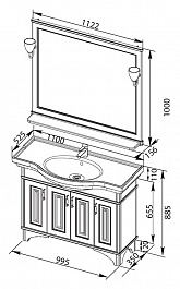 Aquanet Мебель для ванной Валенса 110 белый краколет/золото (182922) – фотография-10