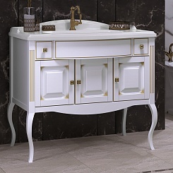 Opadiris Мебель для ванной Лаура 100 белая с бежевой патиной – фотография-5