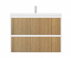 Velvex Мебель для ванной подвесная Klaufs 100 белая/дерево, 2 ящика – фотография-11
