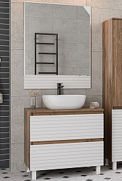 Brevita Мебель для ванной Dakota 80 дуб галифакс олово/белая – фотография-1
