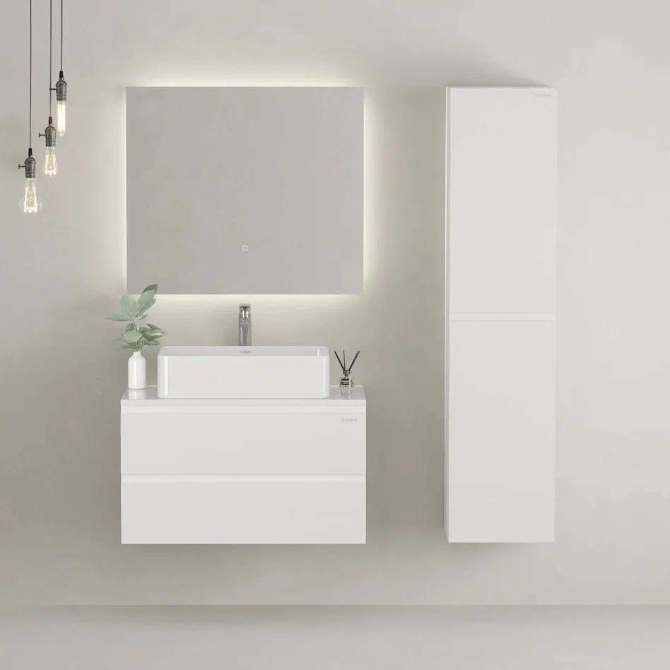 Onika Тумба под раковину Алеста 80 подвесная белая – фотография-6