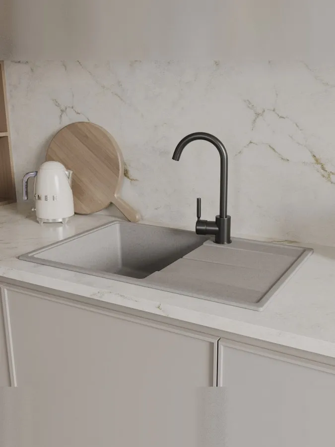 Teymi Мойка кухонная Hanna Smart 74 матовая серая – фотография-5