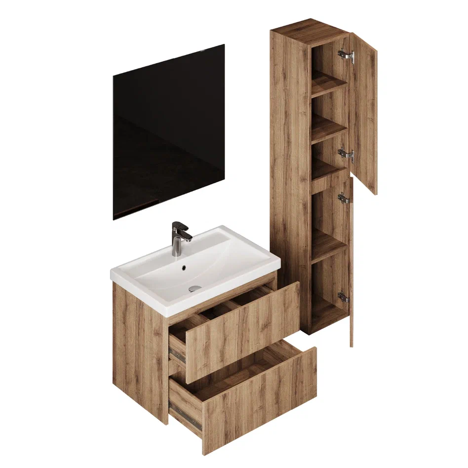 Onika Тумба с раковиной Дарон 80 подвесная дуб крафт золотой – фотография-11