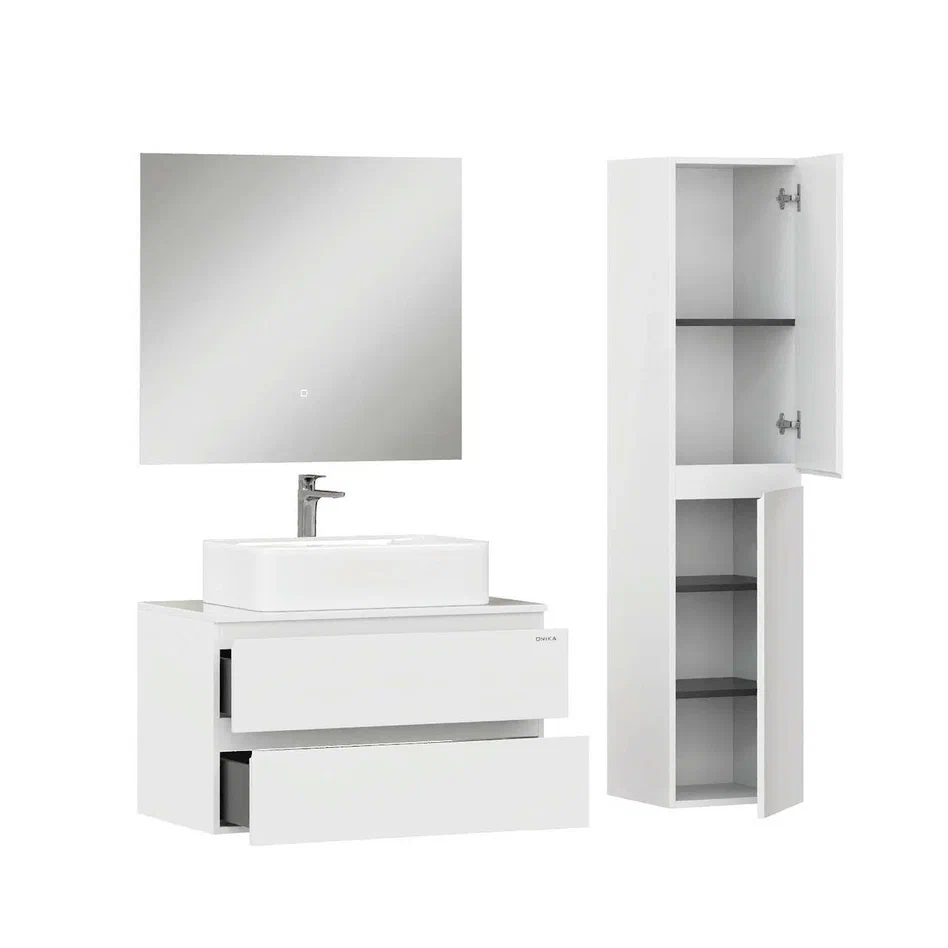 Onika Тумба под раковину Алеста 80 подвесная белая – фотография-11