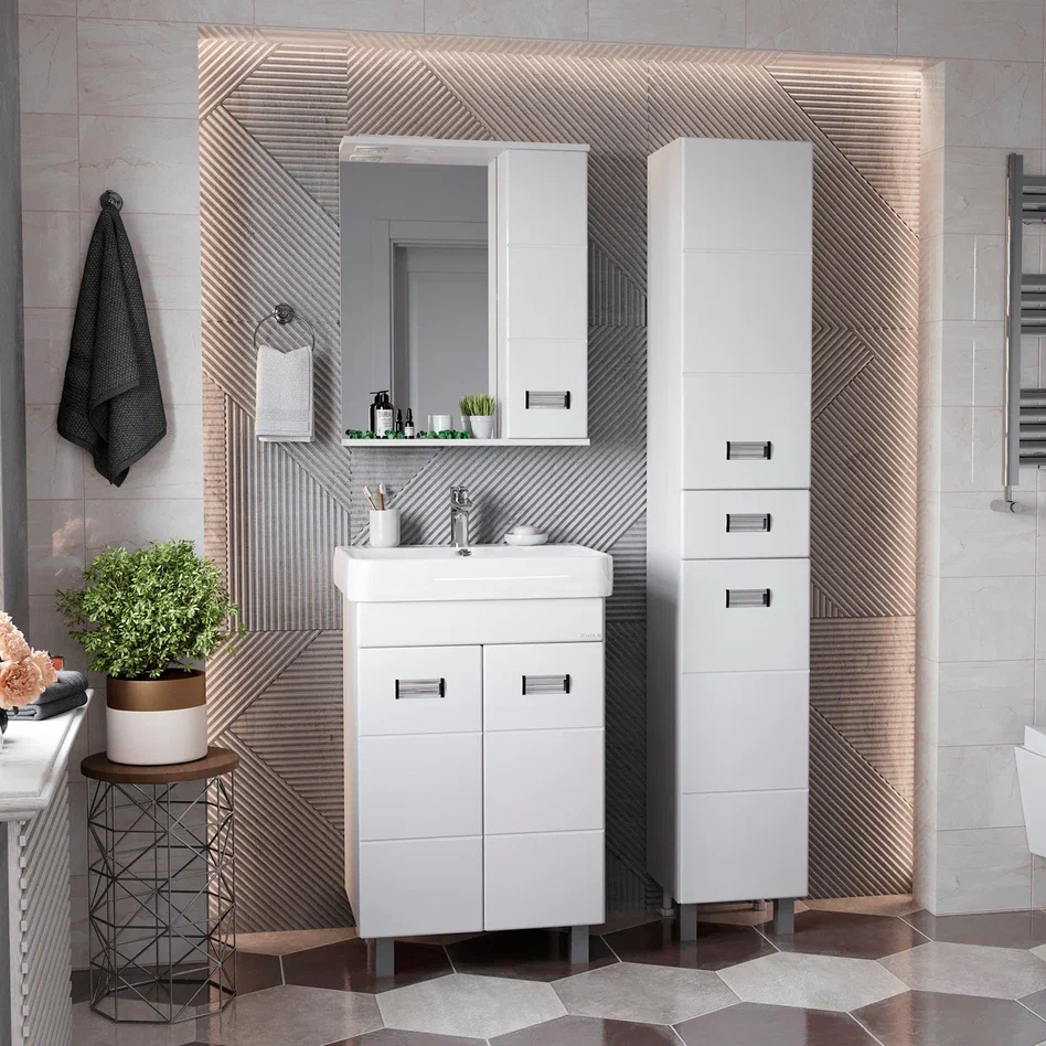 Onika Тумба под раковину Балтика-Квадро 55 напольная белая – фотография-5