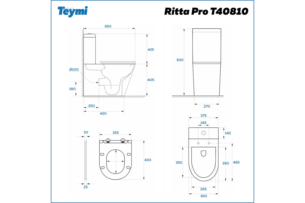Teymi Унитаз-компакт напольный Ritta Pro T40810 глянцевый белый – фотография-15