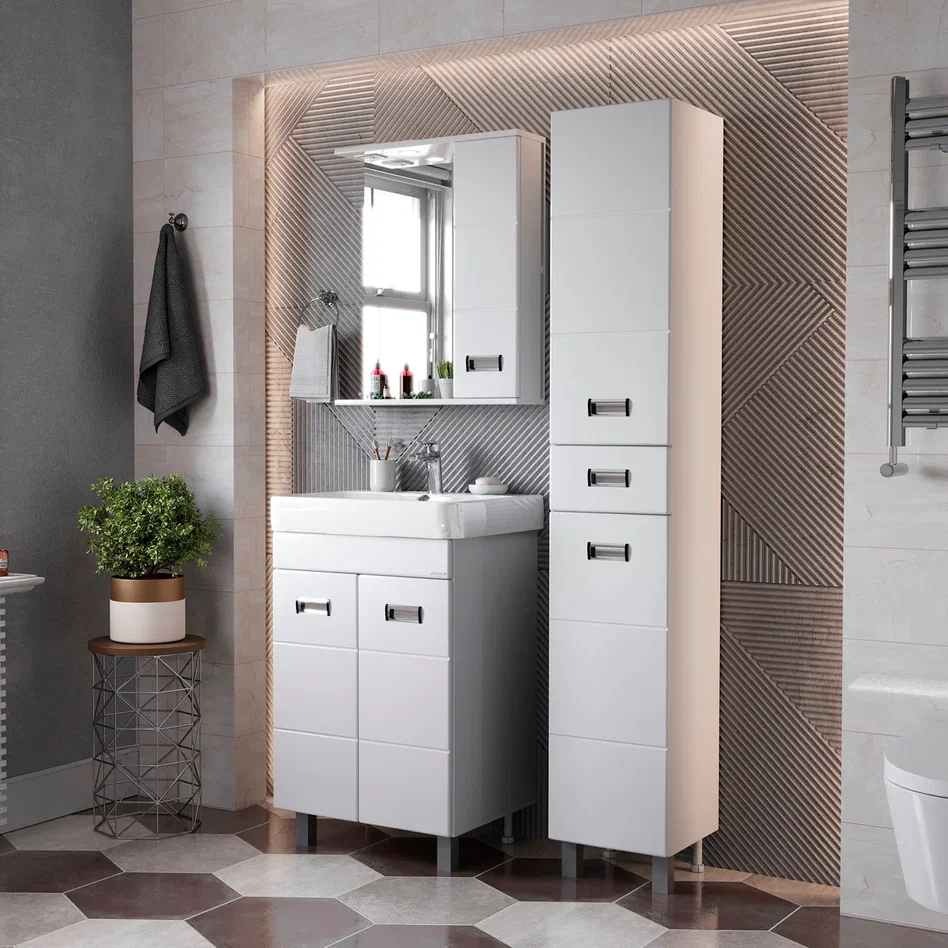 Onika Тумба под раковину Балтика-Квадро 55 напольная белая – фотография-4