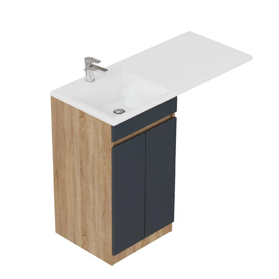 Onika Тумба под раковину Милтон Нова 48 напольная под стиральную машину графит/дуб сонома – фотография-2