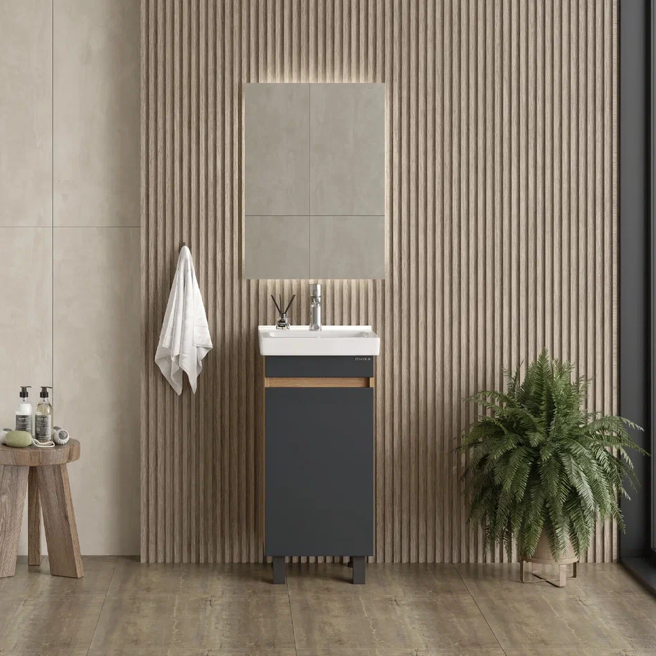 Onika Тумба с раковиной Милтон Квадро 40 графит/дуб сонома – фотография-3