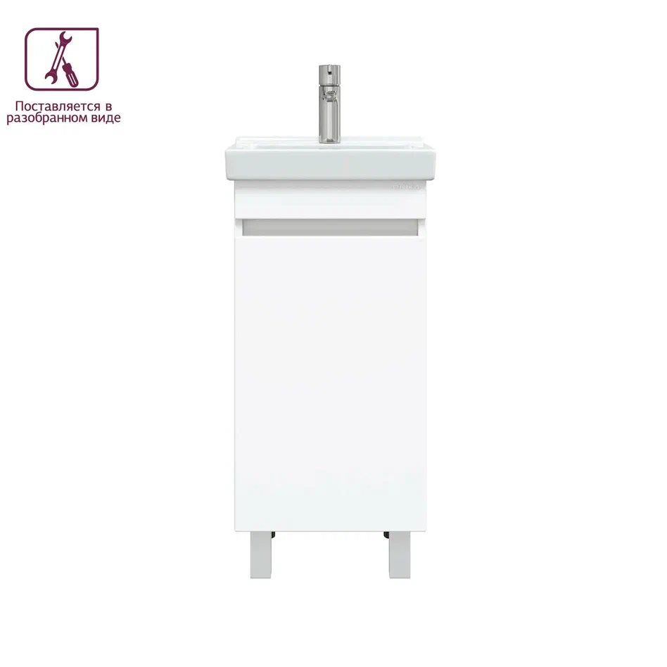 Onika Тумба с раковиной Милтон Квадро 40 напольная белая – фотография-7