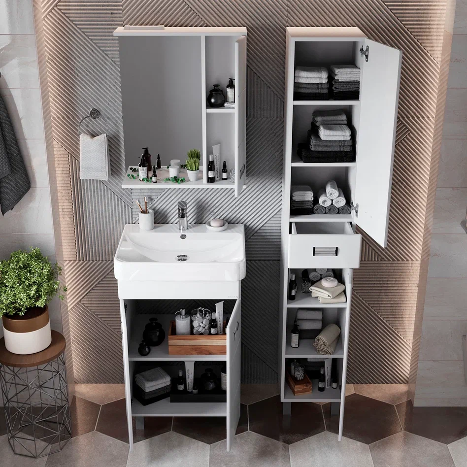 Onika Тумба с раковиной Балтика-Квадро 60 напольная белая – фотография-8