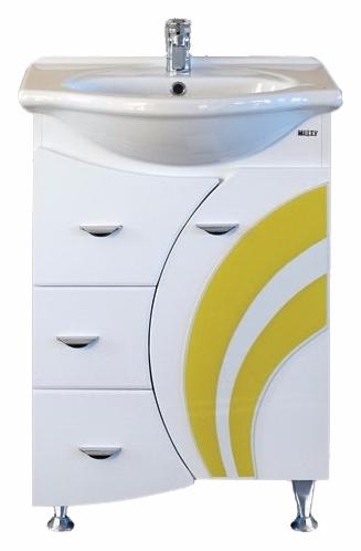 Misty Тумба для умывальника Каролина 60 3 ящика R желтое стекло – фото, картинка, фотография-1
