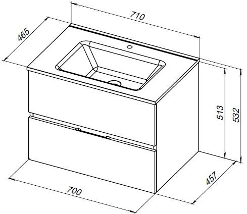Aquanet Мебель для ванной Алвита New 70 2 ящика подвесная антрацит матовая – картинка-13