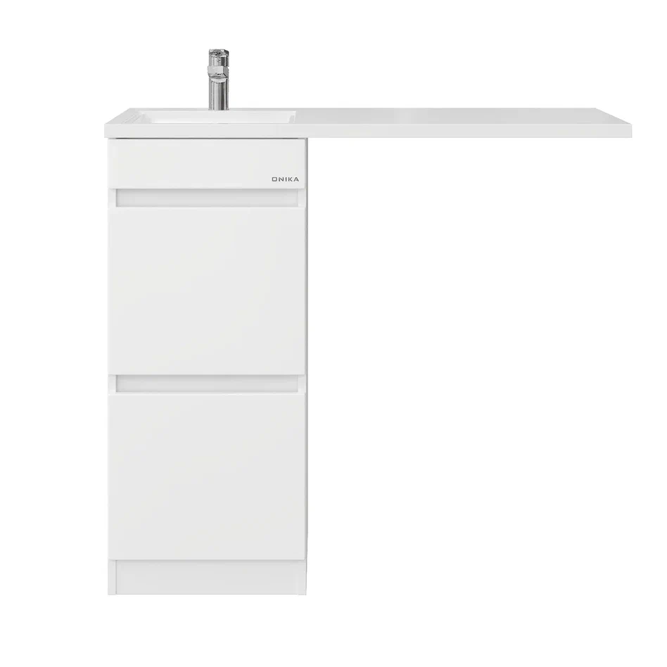 Onika Тумба под раковину Милтон 38 напольная под стиральную машину белая – фотография-2