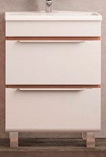 Velvex Тумба с раковиной Crystal Cub 60 напольная, белый/темный лен – фотография-1