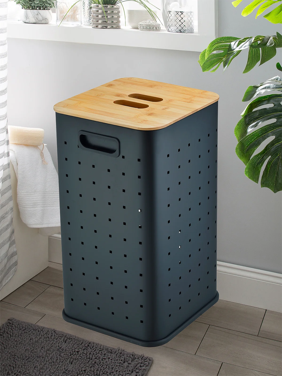 WeltWasser Корзина для белья WW Nansy BL 35L сталь черная – фотография-3