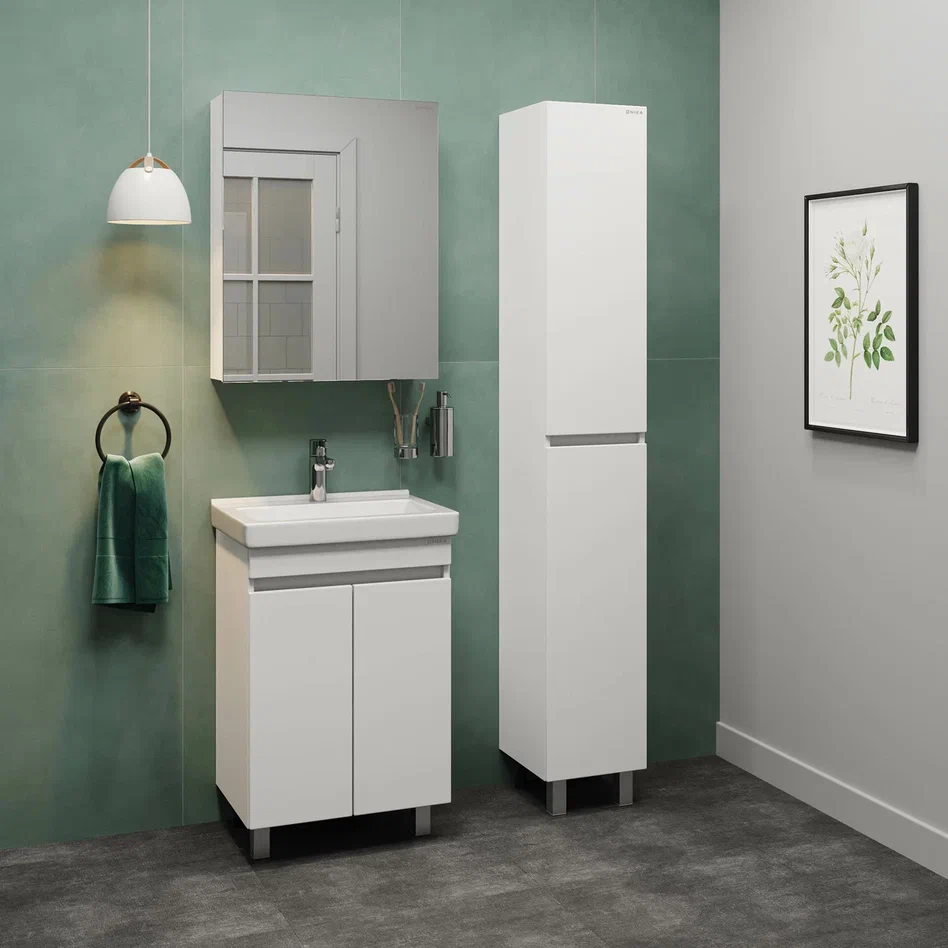 Onika Тумба под раковину Милтон Квадро 55 напольная белая – фотография-4