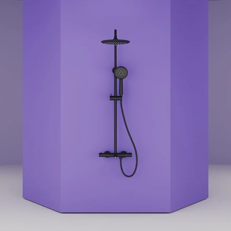 Sancos Душевая система Game с термостатическим смесителем чёрный матовый SC3001MB – фотография-2
