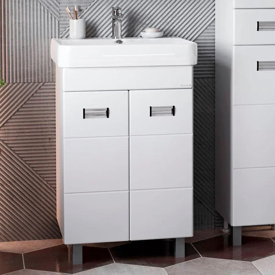 Onika Тумба с раковиной Балтика-Квадро 60 напольная белая – фотография-2