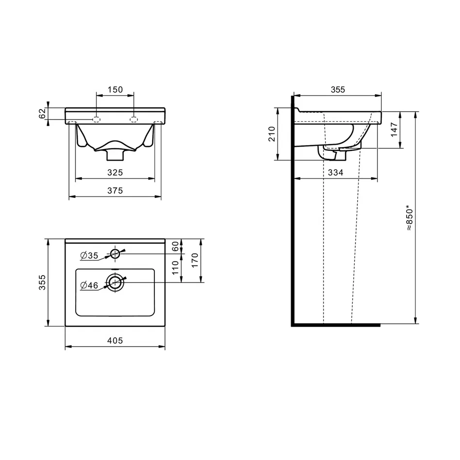 Onika Тумба с раковиной Милтон Квадро 40 напольная белая – фотография-13