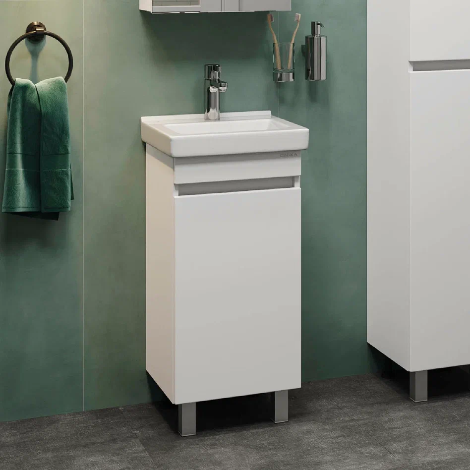 Onika Тумба с раковиной Милтон Квадро 40 напольная белая – фотография-4