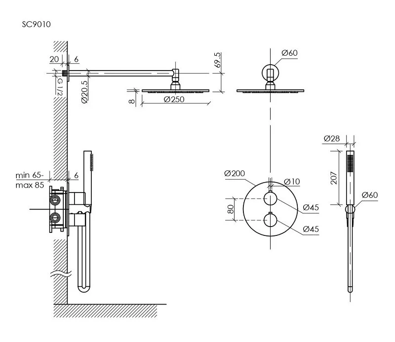 Sancos Душевой комплект Etna брашированный никель PVD покрытие SC9010BN – фотография-3