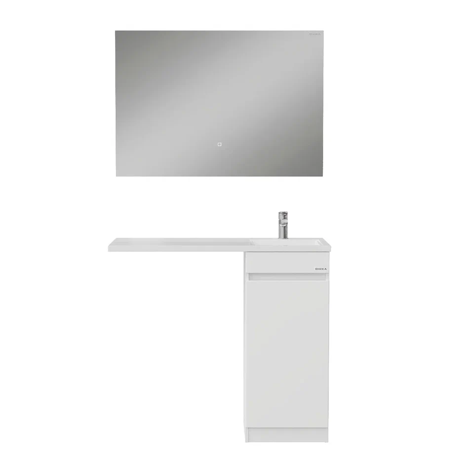Onika Тумба с раковиной Милтон Нова 38 напольная под стиральную машину белая – фотография-11