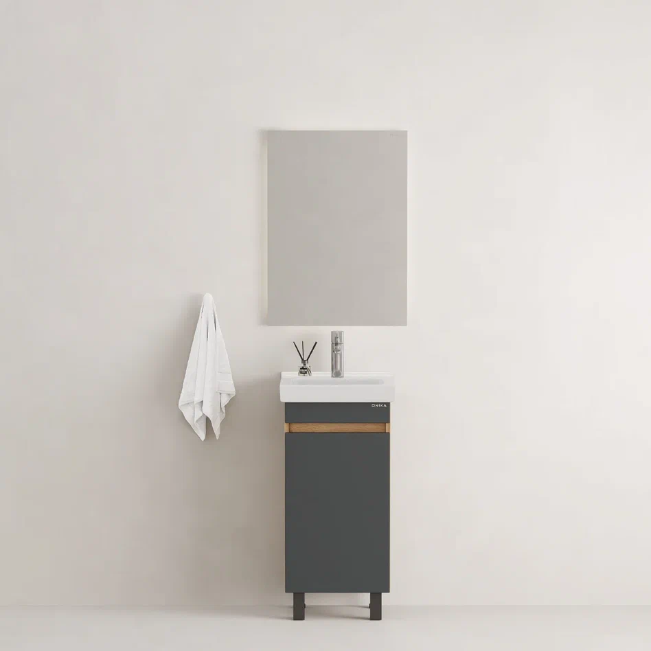 Onika Тумба с раковиной Милтон Квадро 40 графит/дуб сонома – фотография-7