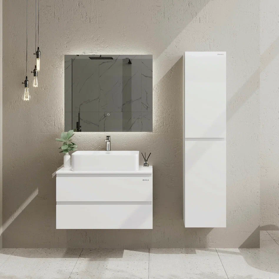 Onika Тумба под раковину Алеста 80 подвесная белая – фотография-3