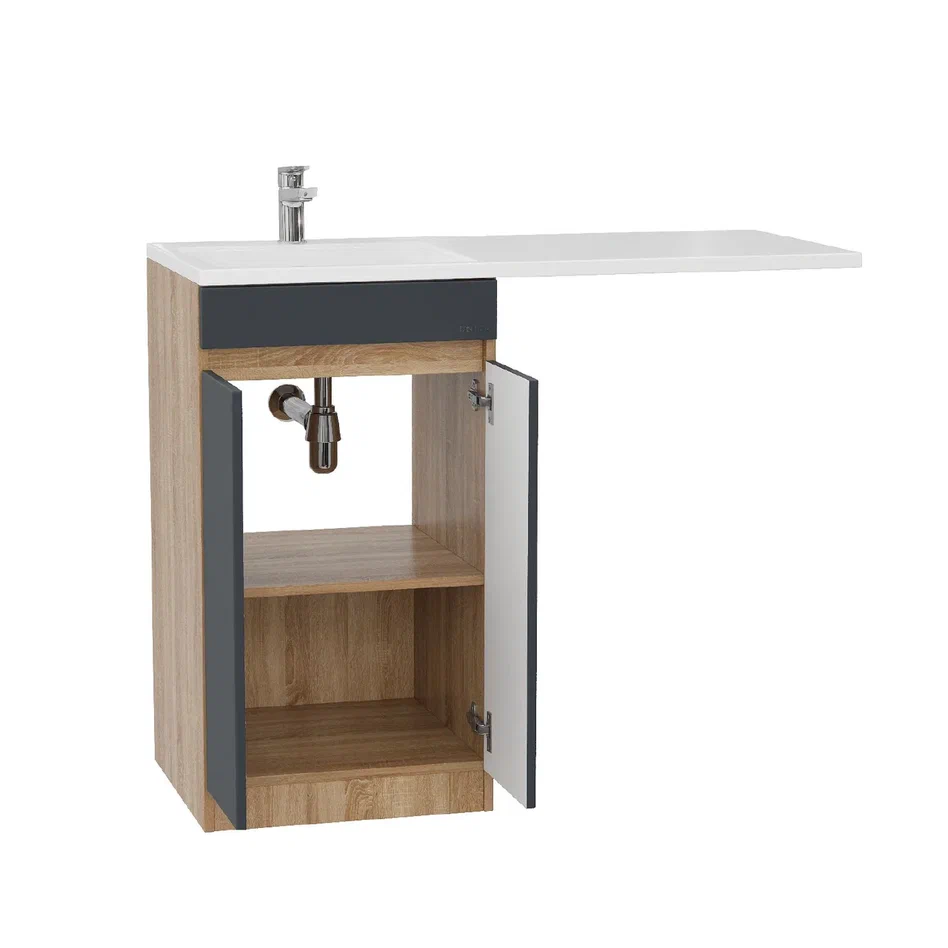 Onika Тумба с раковиной Милтон Нова 48 под стиральную машину графит/дуб сонома – фотография-9