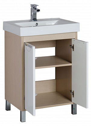 Aquanet Тумба с раковиной "Гретта 60" 2 двери светлый дуб (171554) – картинка-3