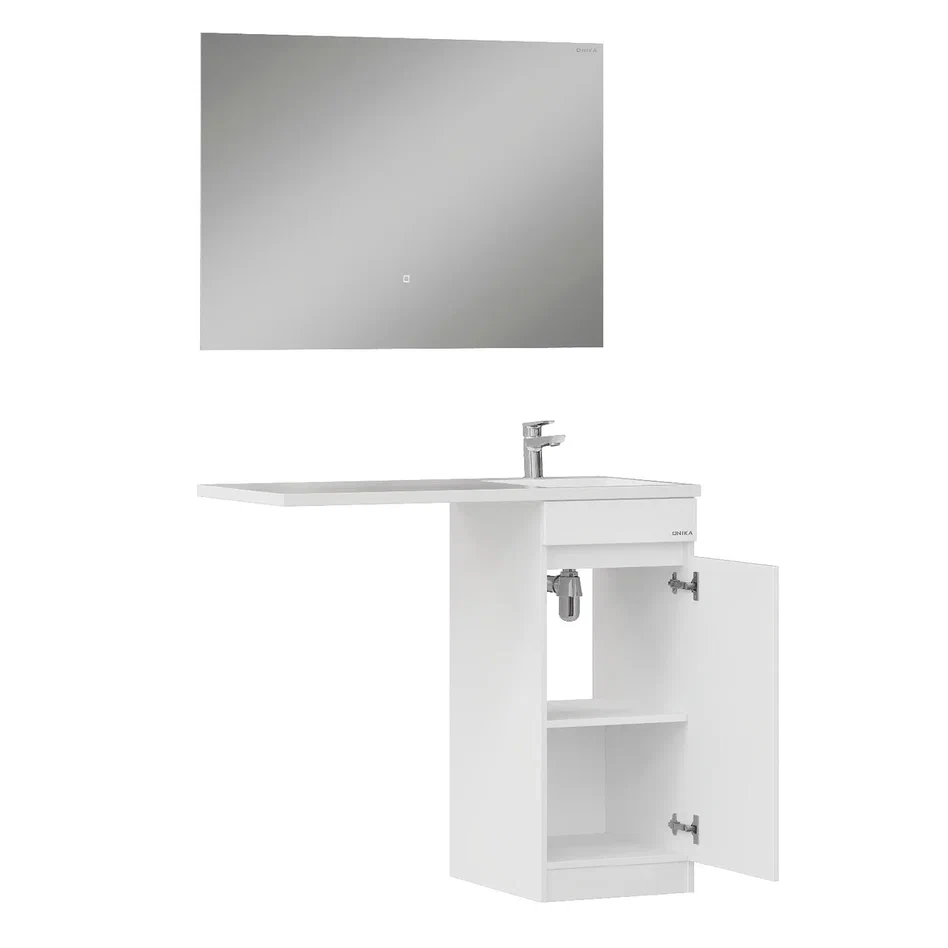 Onika Тумба с раковиной Милтон Нова 38 напольная под стиральную машину белая – фотография-12