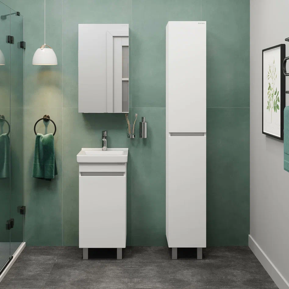 Onika Тумба с раковиной Милтон Квадро 40 напольная белая – фотография-3