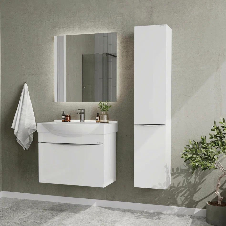 Onika Тумба с раковиной Навиа 65 подвесная белая – фотография-4