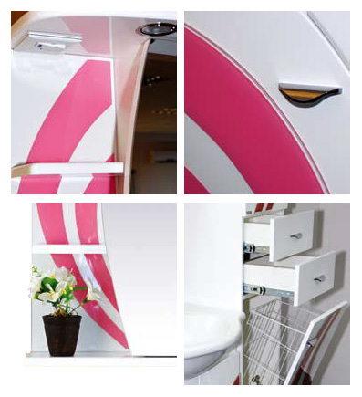 Misty Мебель для ванной Каролина 60 3 ящика L розовое стекло – картинка-5