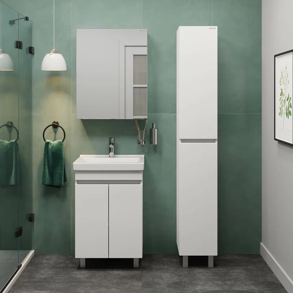 Onika Тумба с раковиной Милтон Квадро 55 напольная белая – фотография-3