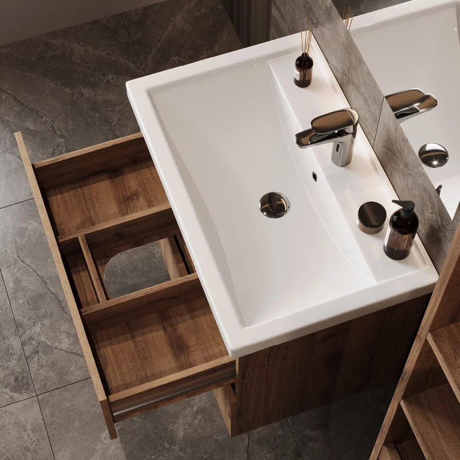 Onika Тумба с раковиной Дарон 80 подвесная дуб крафт золотой – фотография-7