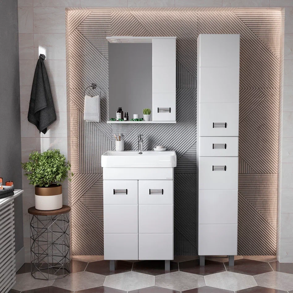 Onika Тумба под раковину Балтика-Квадро 55 напольная белая – фотография-3