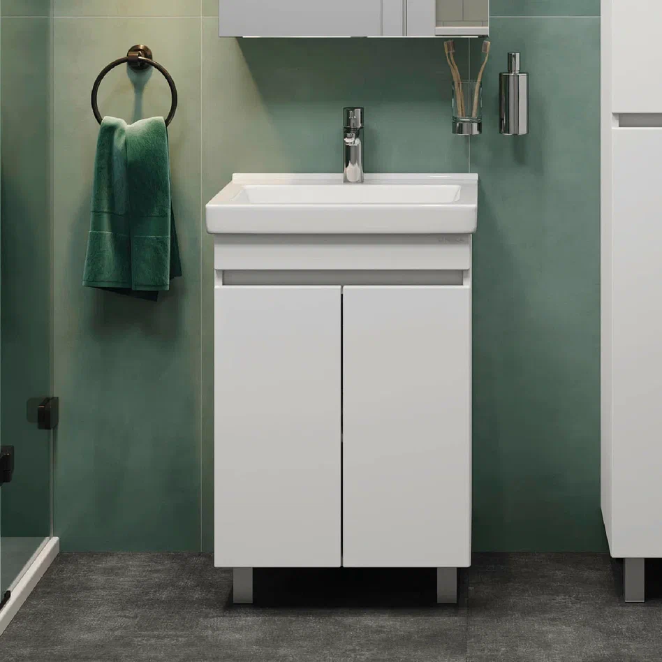 Onika Тумба с раковиной Милтон Квадро 55 напольная белая – фотография-2