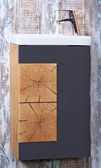 Бриклаер Тумба для умывальника Форест 40 дуб золотой/антрацит – фотография-1