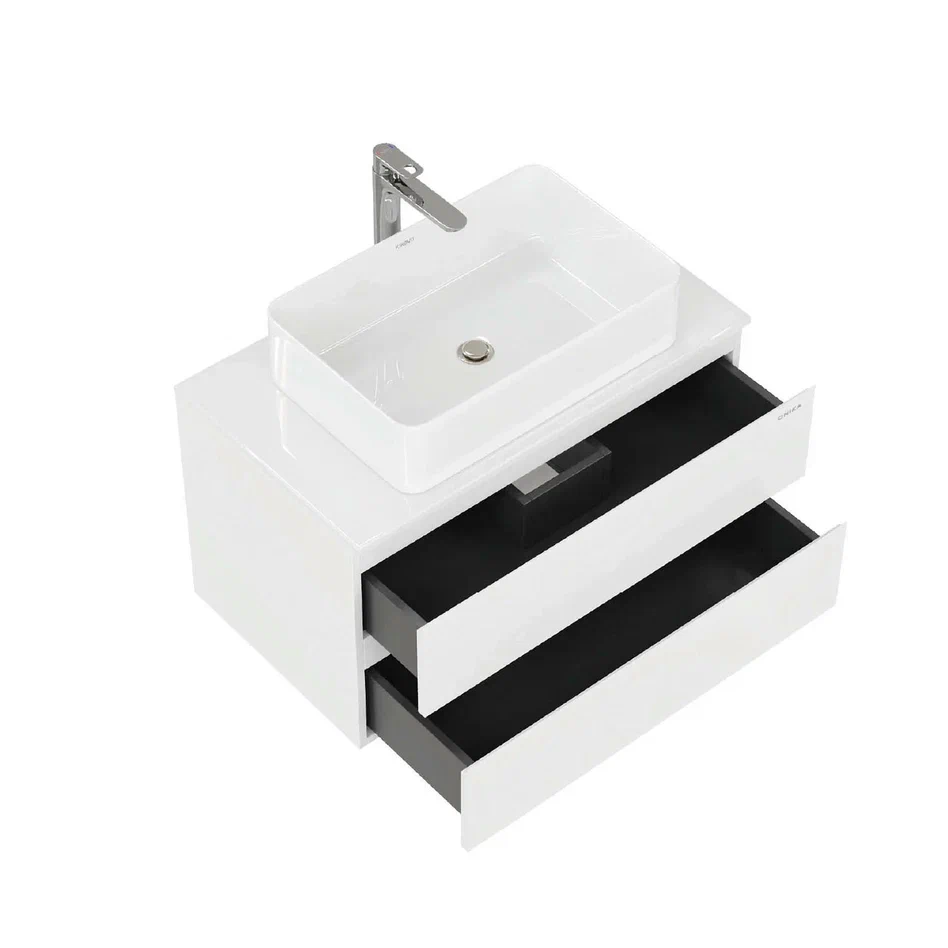 Onika Тумба с раковиной Алеста 80 подвесная белая – фотография-14