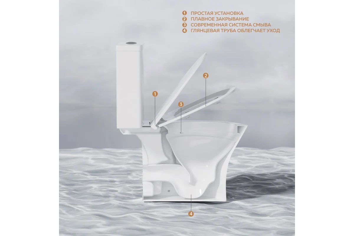 Teymi Унитаз-компакт напольный Ritta Pro T40810 глянцевый белый – фотография-12