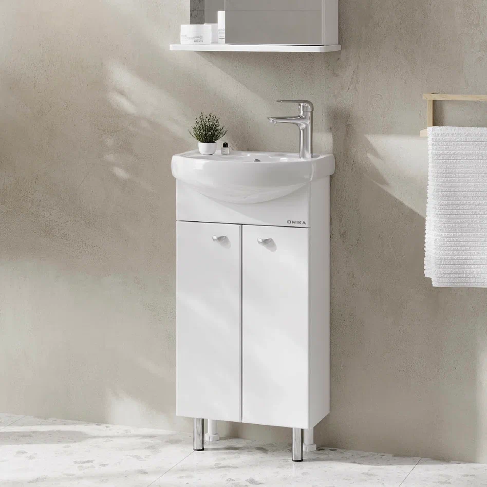 Onika Тумба с раковиной Азов 40 напольная белая – фотография-8