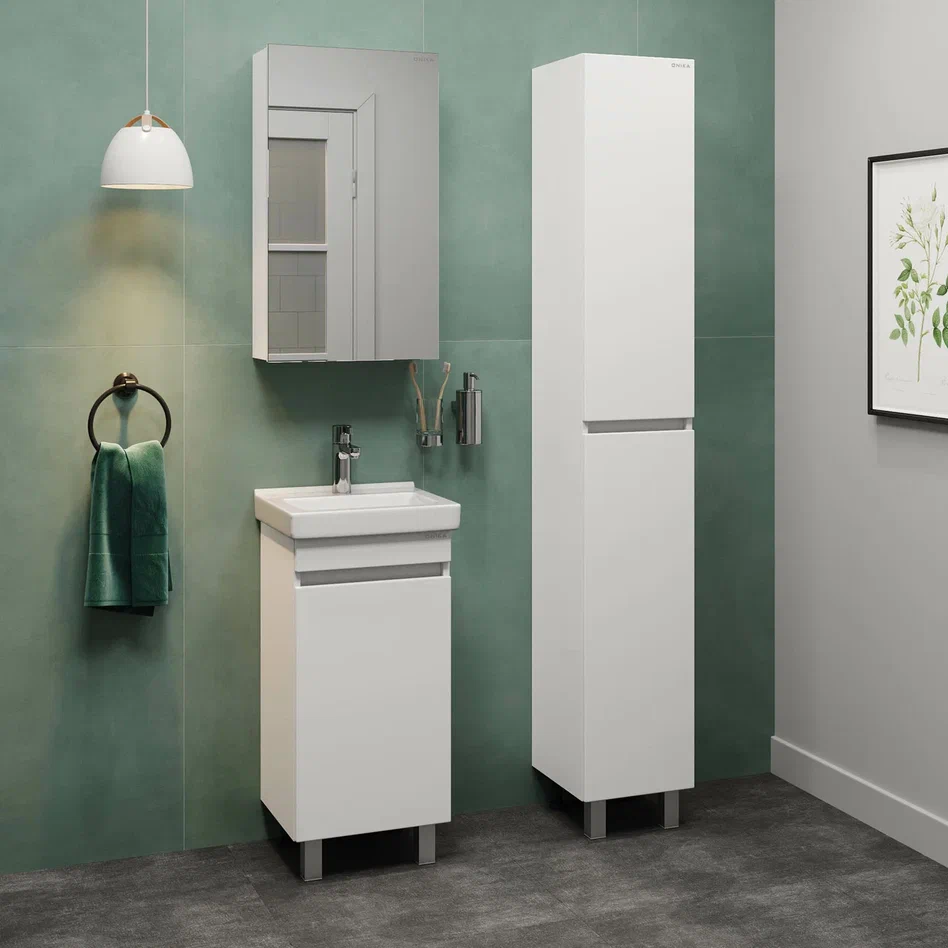 Onika Тумба с раковиной Милтон Квадро 40 напольная белая – фотография-5