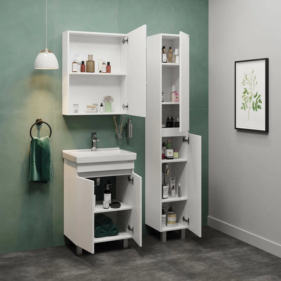 Onika Тумба под раковину Милтон Квадро 55 напольная белая – фотография-5